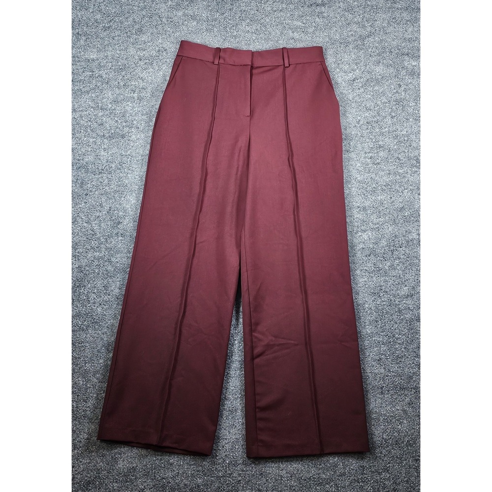 Reiss Women's Luisa Wide Leg Suit Trousers In Berry Size US 8R Burgundy
